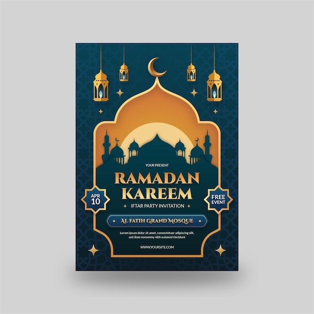 ramadan kareem tradycyjny islamski realistyczny iftar szablon zaproszenia broszura szablon ulotki