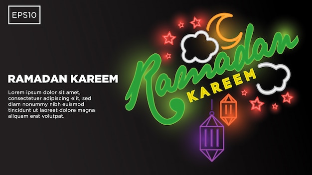 Ramadan Kareem Typografia Tło Wektor Z Islamskich Ilustracji Obrazu I Szablonu Tekstu