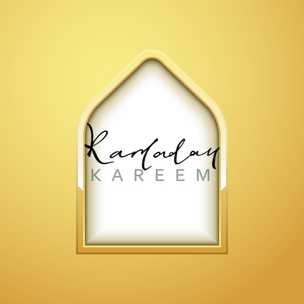 Ramadan Kareem Wakacyjny Projekt Złotej Arabskiej Ramy Okiennej. świętuj Ramadhan święty Miesiąc W Islamie. Ilustracja Wektorowa