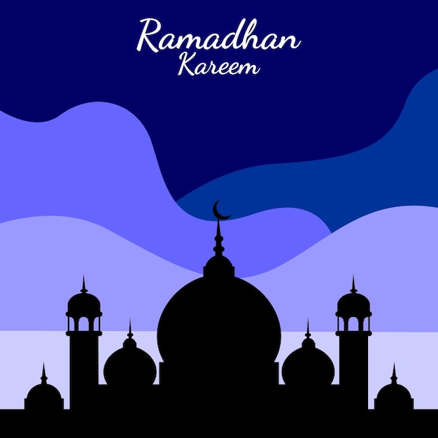 Plik wektorowy ramadan kareem wektor islamskie tło z niebieskim kolorem i meczetem