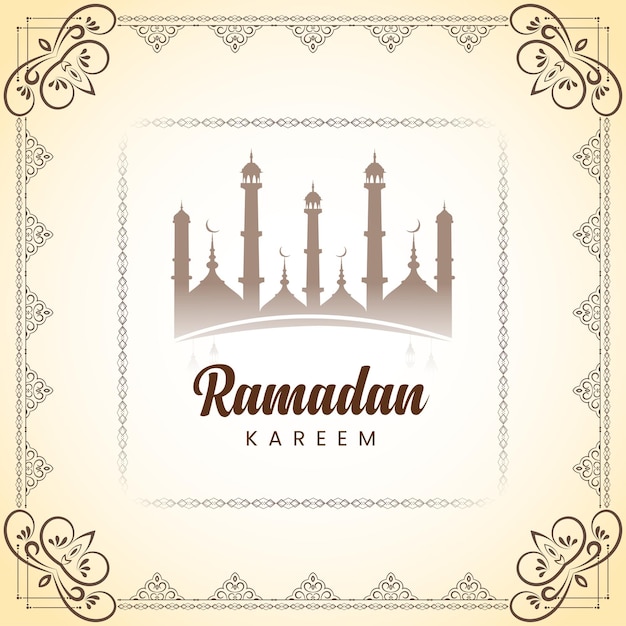Ramadan kareem wektor meczet i ramadan letteriing projekt