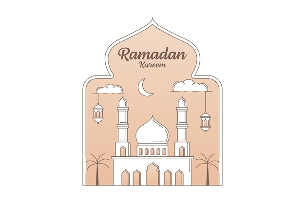 Plik wektorowy ramadan kareem wektor projekt ilustracja monoline lub styl sztuki linii