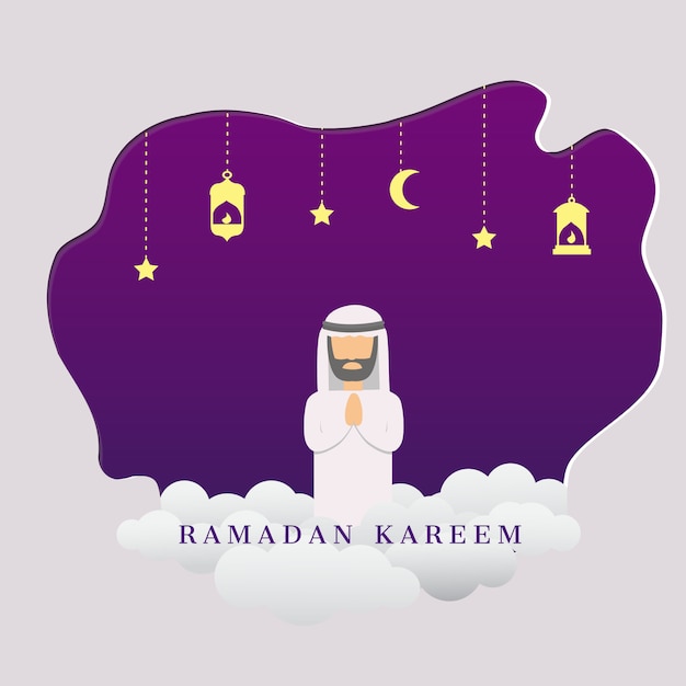 Ramadan Kareem Wektor Z Człowiekiem Muzułmańskim