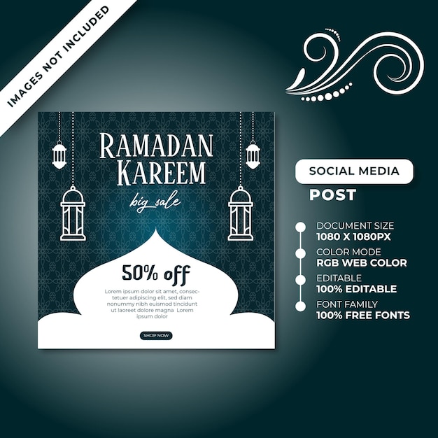 Ramadan Kareem Wielka Wyprzedaż W Mediach Społecznościowych Promocja Postów Premium Szablon Projektu