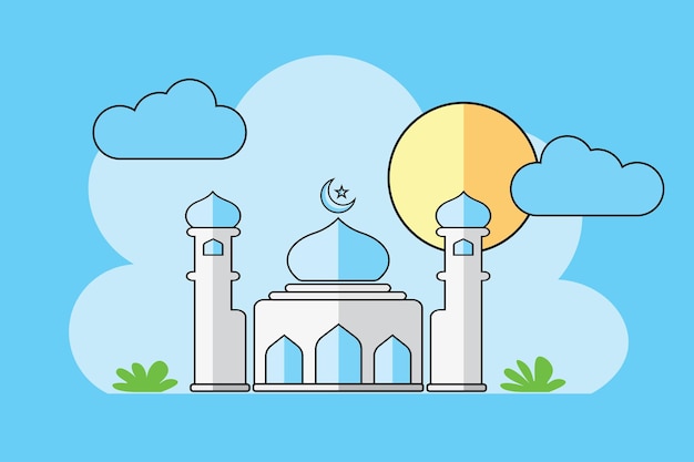 Plik wektorowy ramadan kareem z geometrycznymi reprezentacjami meczetów, półksiężyca, gwiazd