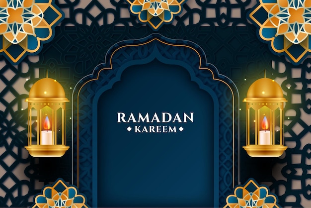 Ramadan Kareen Card Design w stylu arabskim