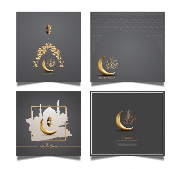 Ramadan Kartkę Z życzeniami Ze Złotym Półksiężycem I Latarnią