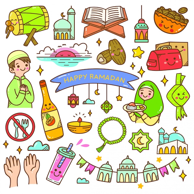 Ramadan kawaii doodle