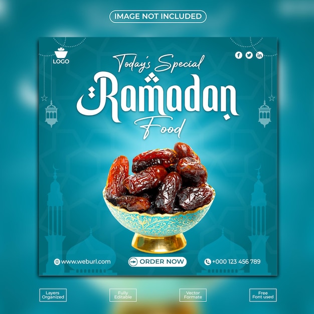 Ramadan Menu żywności W Mediach Społecznościowych Szablon Postu Banner