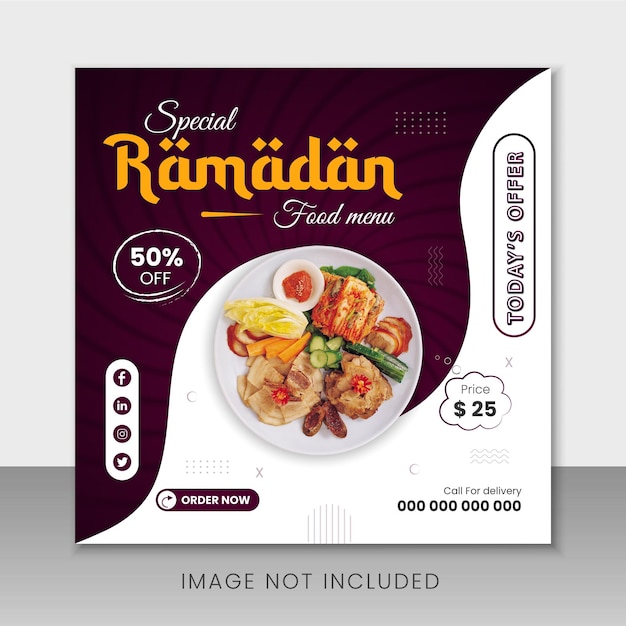 Ramadan menu żywności w mediach społecznościowych szablon postu banner