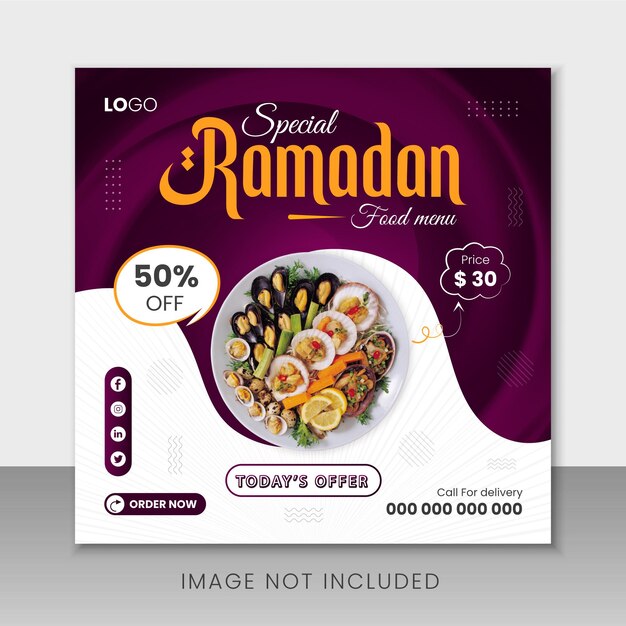 Ramadan menu żywności w mediach społecznościowych szablon postu banner