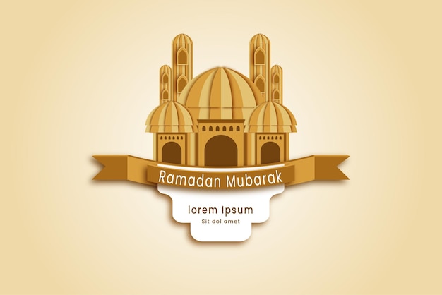 Plik wektorowy ramadan mubarak banner w stylu papercut