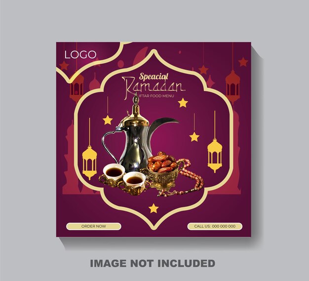 Plik wektorowy ramadan mubarak islamski festiwal social media post szablon projektowania
