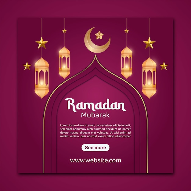 Plik wektorowy ramadan mubarak islamskie święto religijne media społeczne pozdrowienie lub post dsign szablony