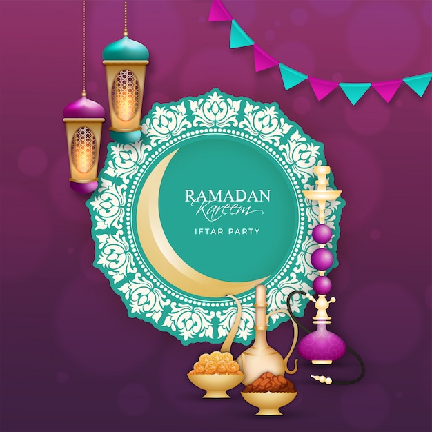 Plik wektorowy ramadan mubarak, koncepcja partii iftar.