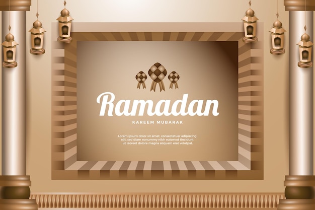 Ramadan Plakat Z Ramą I Słowami Ramadan.