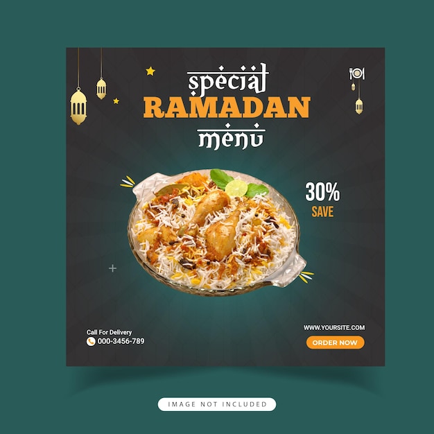 Ramadan Projekt Szablonu Baneru żywnościowego W Mediach Społecznościowych