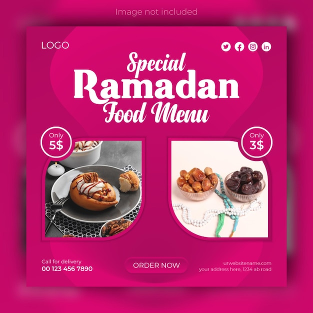 Ramadan Specjalne Menu żywności Sprzedaż Szablon Projektu Postu W Mediach Społecznościowych