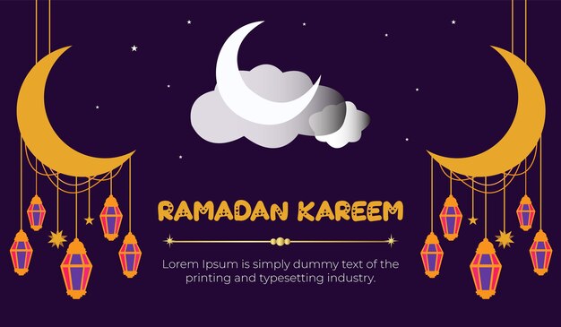 Ramadan Tło Z Latarnią Księżycową Gwiazdą Na Niebie I Złotym Arabskim Wzorem