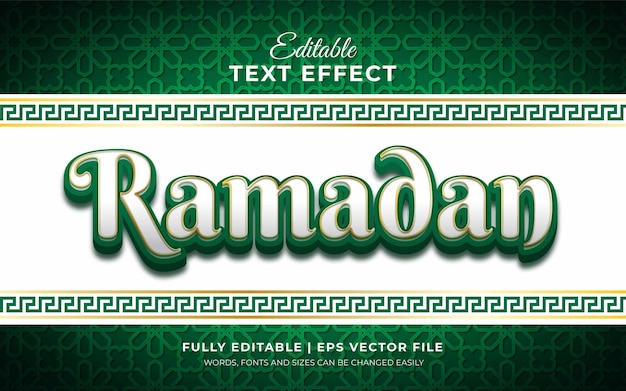 Plik wektorowy ramadan z edytowalnym efektem tekstowym 3d w zielonym motywie kolorystycznym