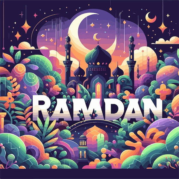 Ramadanowa kartka powitalna naklejka druk szablon plakat baner