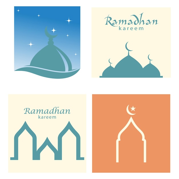 Ramadhan Kareem Plakat Transparent Islamska Tapeta Musque Logo Ikona Płaska Konstrukcja Wektor