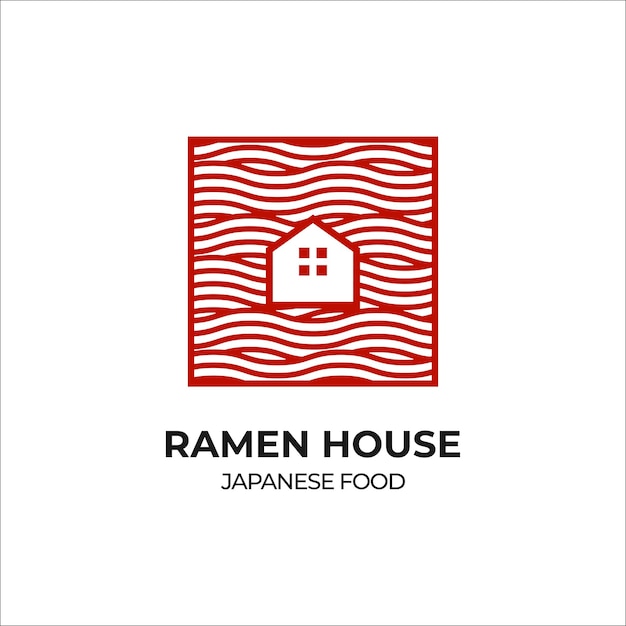 Ramen House Logo Projekt Ilustracji Wektorowych Japońskie Jedzenie Z Symbolem Domu Z Makaronem