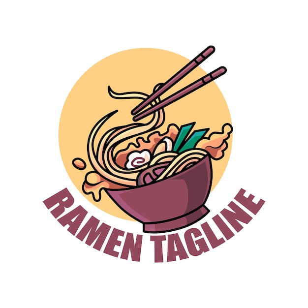 Ramen Maskotka Ilustracja Logo