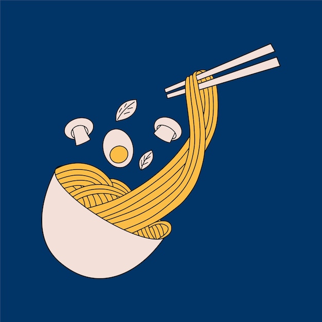 Ramen Zupa Z Makaronem Japońskie Danie Popularne Ilustracji Wektorowych