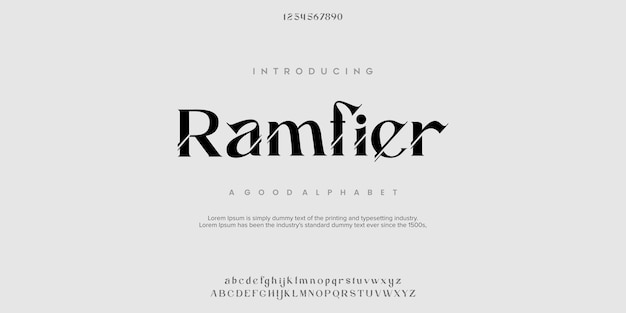 Ramfier Abstrakcyjna Czcionka Fashion Alfabet Typografia Krój Czcionki Wielkie Małe Litery I Cyfry