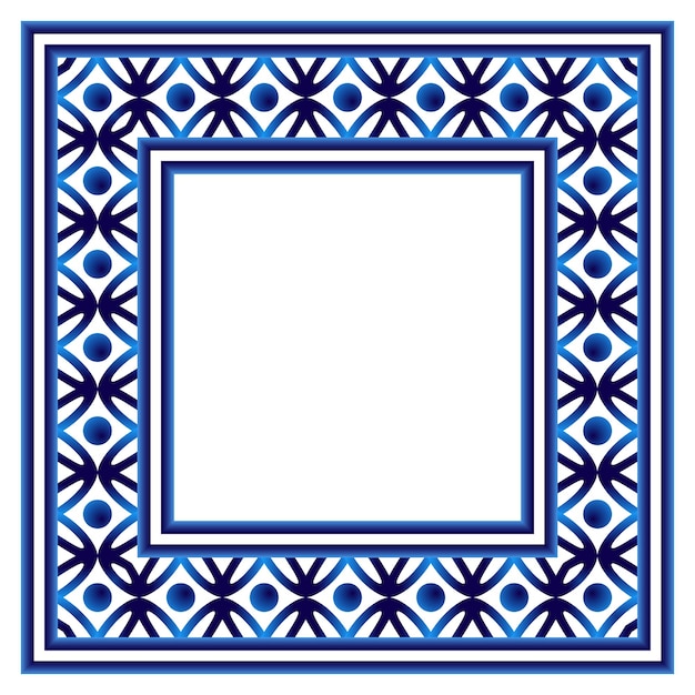 Plik wektorowy ramka graniczna ceramiczna wzór płytek islamskich, indyjskich, arabskich motywów damaszek bezszwowy wzór porcelany etniczne tło bohemskie abstrakcyjna ilustracja kwiatów wektorowa