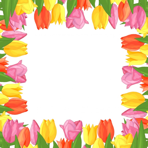 Plik wektorowy ramka kolorowe tulipany