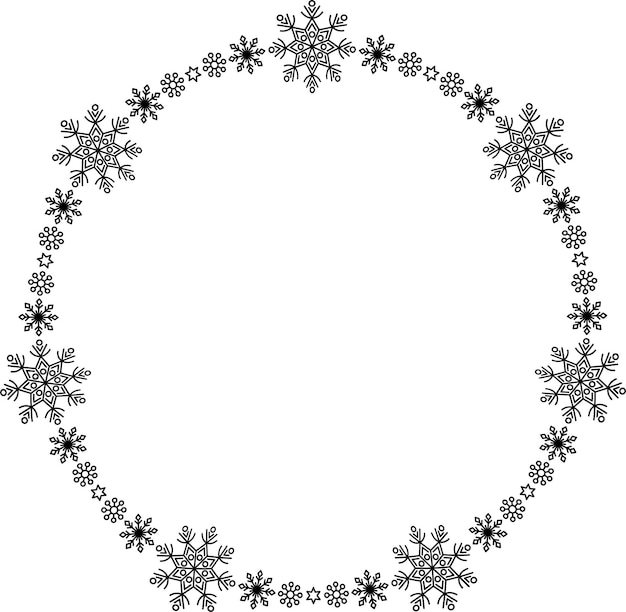 Plik wektorowy ramka kręgu płatka śniegu zimna płatek śniegu okrągła granica