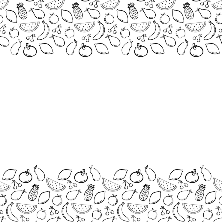 Wektor ramka ręcznie narysowanych owoców w stylu doodle