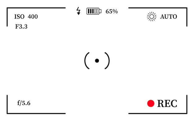 Plik wektorowy ramka wizjera kamery lub ekran ostrości na zdjęciach nagrywanie lub szablon migawki cyfrowy wyświetlacz interfejs przechwytywania kamery dslr do fotografii lub wideografii ilustracja wektorowa płaskiej