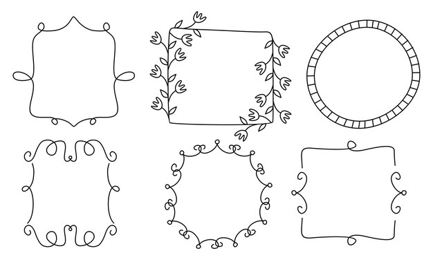 Plik wektorowy ramki do rysowania linii retro, wstążki, kwiaty, dekoracje i rośliny