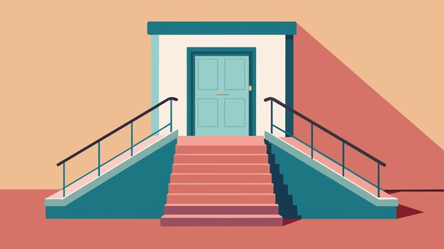 Plik wektorowy rampa prowadząca do drzwi wejściowych eliminuje potrzebę ilustracji wektorowej schodów