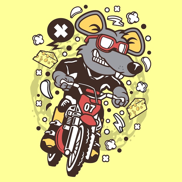 Rat Motocross Rider Cartoon