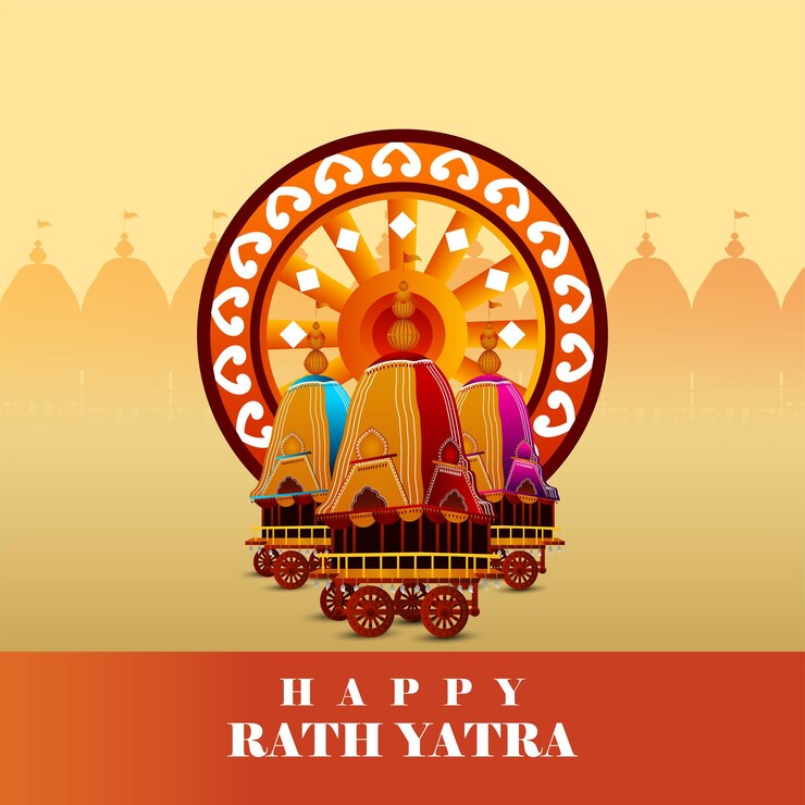 Ratha Yatra Pana Jagannatha Balabhadra i Subhadra na tle rydwanu