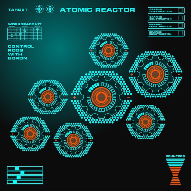 Reaktor Atomowy Futurystyczny Wirtualny Dotykowy Interfejs Użytkownika