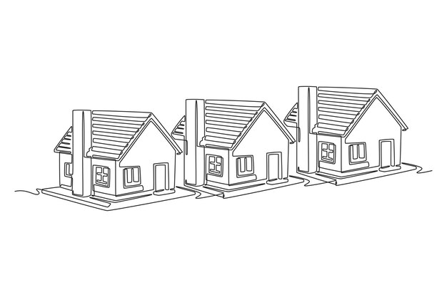 Real estate concept Single line draw design Vector graphic illustration