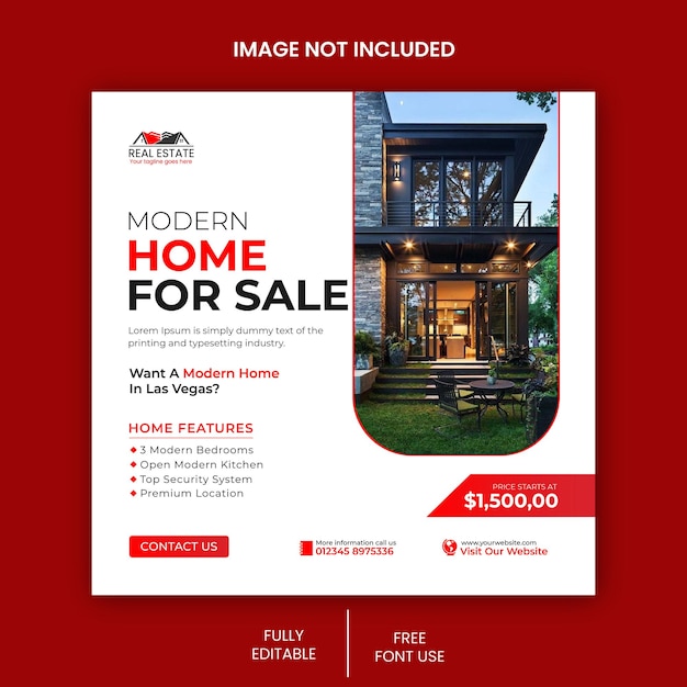 Plik wektorowy real estate social media post template