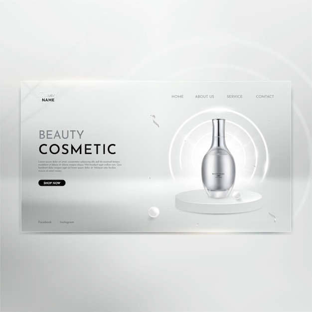 Plik wektorowy realisitc beauty cosmetic product landing page