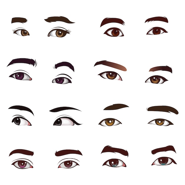 Realistic Eyes Vector Set