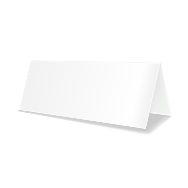 Realistyczna bifold papierowa broszura na białym tle z miękkimi cieniami. Szablon białej broszury.Wektor