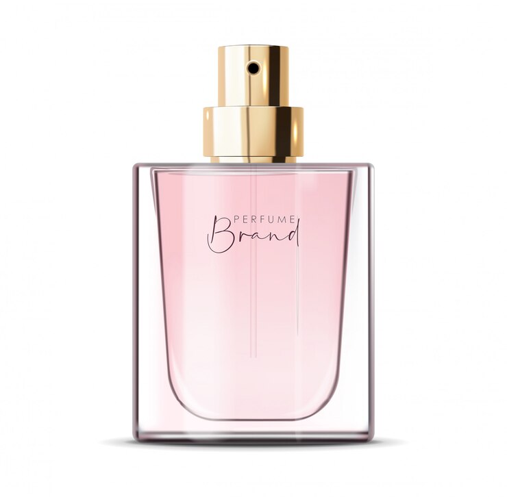 Realistyczna butelka perfum, izolowany pojemnik, elegancki design, makieta opakowania, kwiatowy płynny aromat,