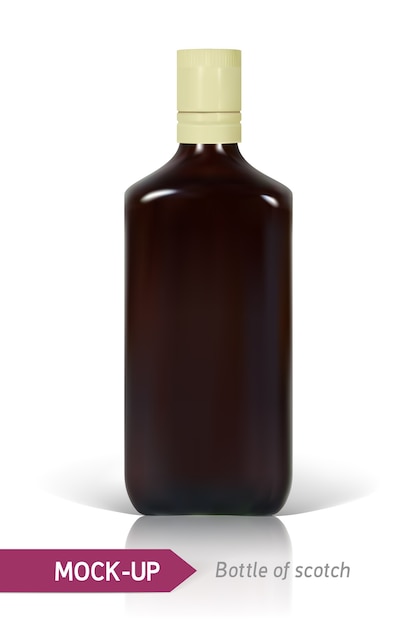 realistyczna butelka szkockiej na białym tle z odbiciem i cieniem