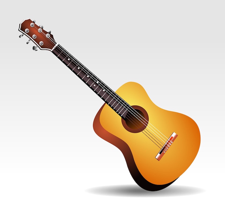 realistyczna gitara klasyczna na białym tle