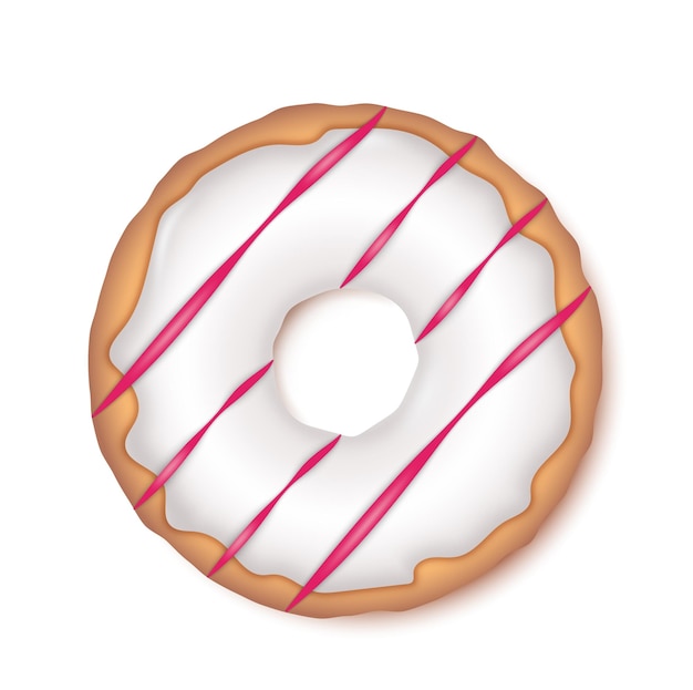 Realistyczna Ikona Pączka Piekarnia Słodkie Ciasto Deser Spożywczy Z Otworem Cukrowe Ciastka Pudrowe Z Kremem