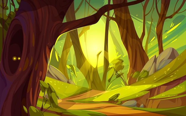 Realistyczna ilustracja krajobrazu lasu